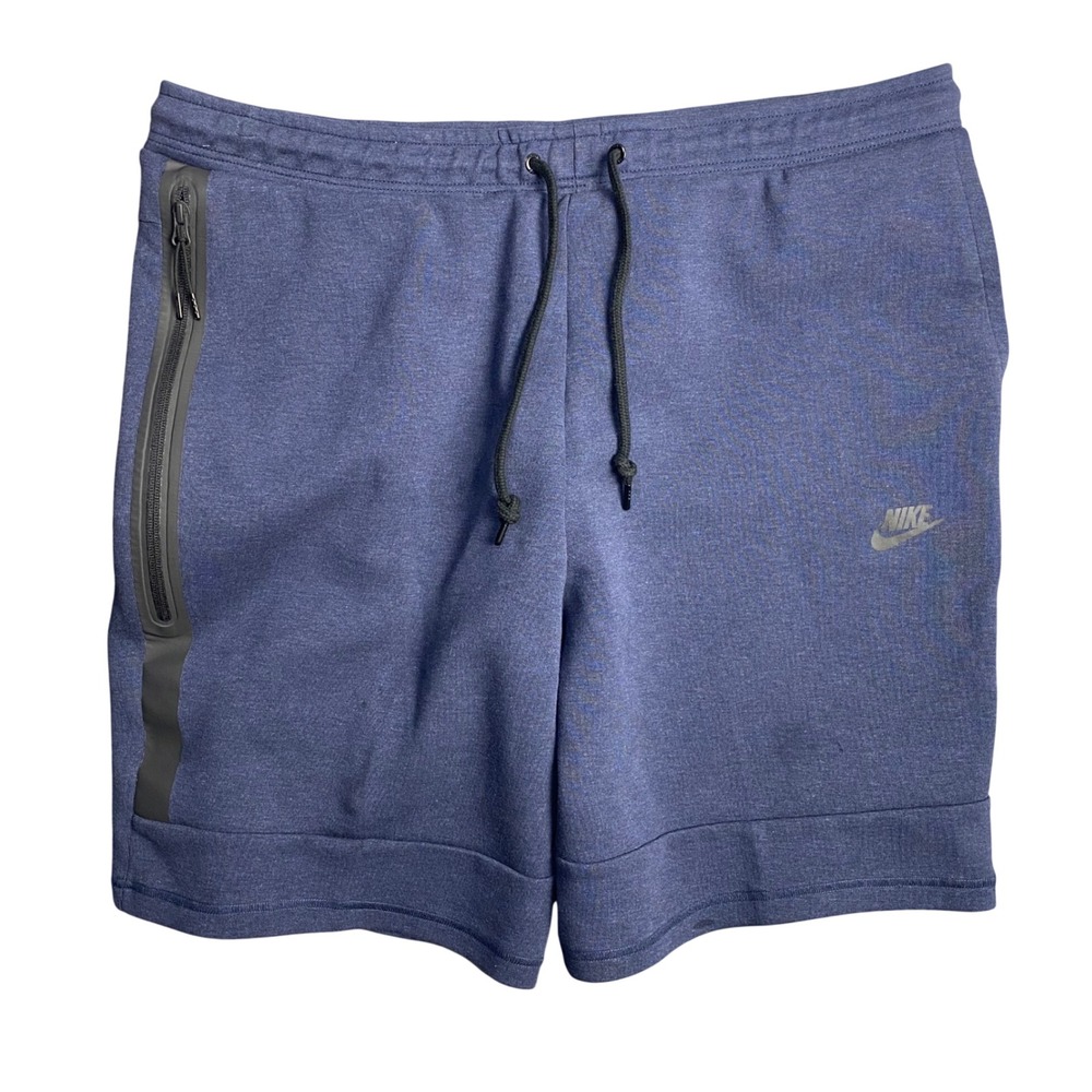 Nike Tech Fleece Shorts Mens XXL Navy Blue Heather Gym Athletic FN3381-473